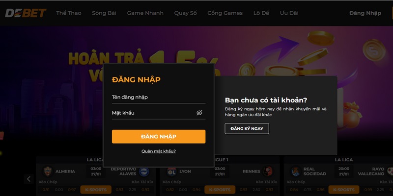 dang nhap debet 1 Hệ thống Debet sẽ tự động đưa bạn đến trang đăng nhập