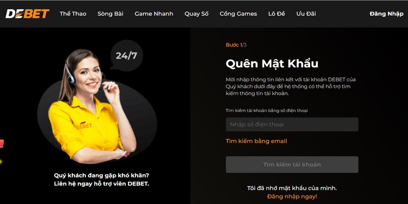 dang nhap debet 4 Một vài lưu ý khi đăng nhập Debet